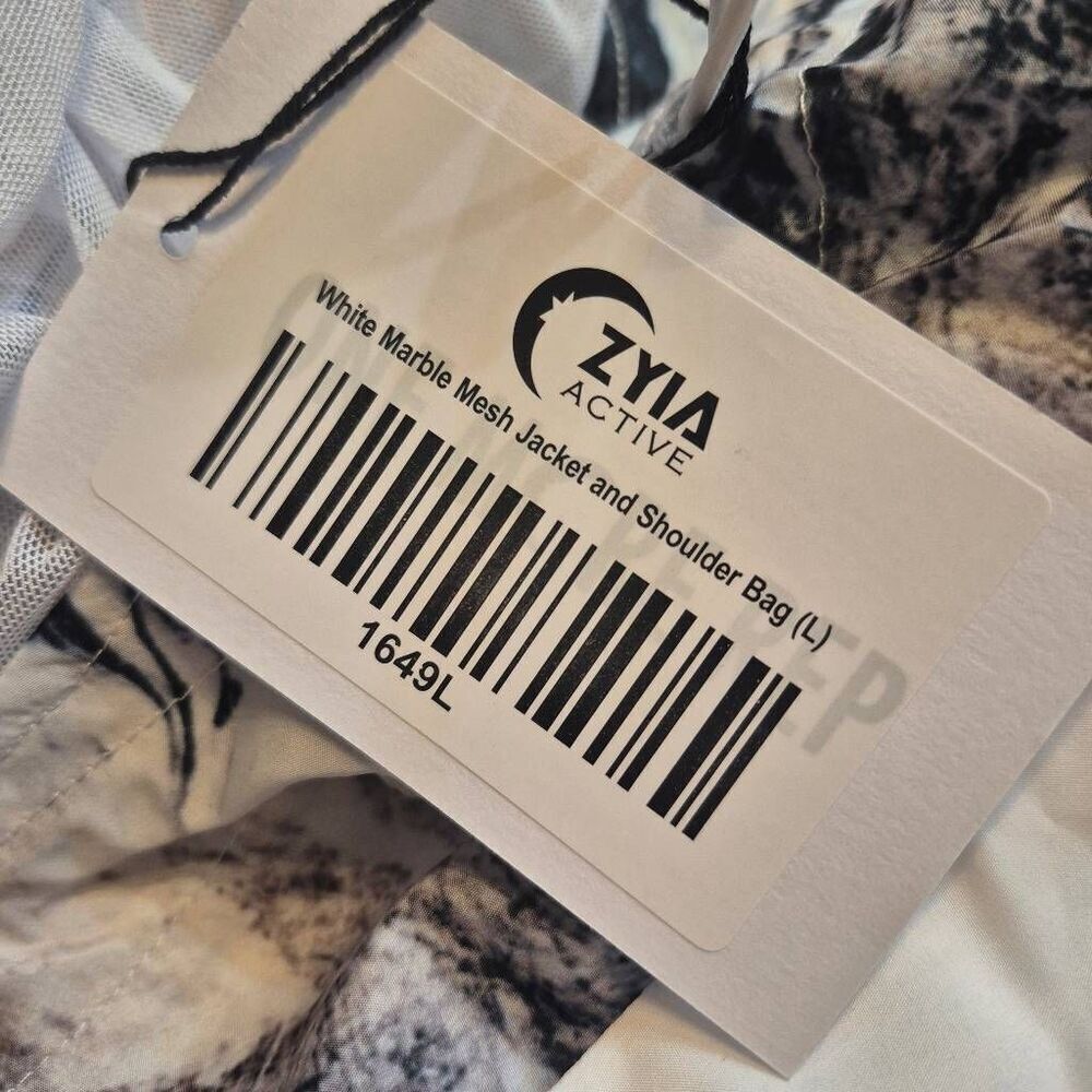 ZYIA Active Windbreaker Jacket Womens White Marble Mesh Back Packable Zip NEW NW - Picture 15 of 15
